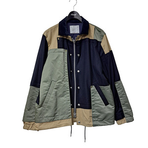 sacai/サカイ 20AW 20-02526M Fabric Combo Blouson　ファブリックコンボブルゾン ネイビー×オリーブ×ブラウン サイズ1 8047000093788