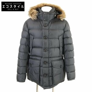 国内正規/ MONCLER モンクレール CLUNY ファー/フード付 ダウン ジャケット 4 ブラック メンズ