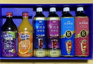 未開栓　AGF 味の素ブランドギフト　アイス紅茶　アイスコーヒー　珈琲　ウェルチ　フルーツ　ティータイム詰合せ　ドリンク６本セット