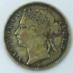 1886年　モーリシャス 銀貨　ヴィクトリア女王　VICTORIA QUEEN　20セント TWENTY CENTS