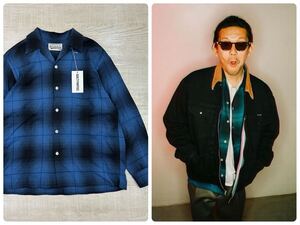 23aw 2023 WACKO MARIA ワコマリア OMBRE CHECK OPEN COLLAR SHIRT L/S TYPE-1 23FW-WMS-OC01 オンブレ チェック シャツ BLUE サイズ M 610