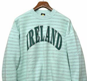 【ビンテージ】USA製【IRELAND】【うす緑×グレー】【ボーダー】【スウェット】【サイズＸＬ】BK2801-6