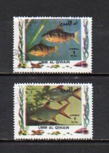 209376 アラブ休戦土候国 ウンムアルカイワイン 1972年 熱帯魚 (5) 1R×2 2種完揃 使用済
