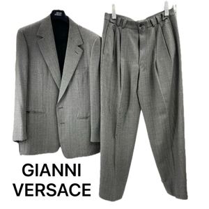 【1円〜】GIANNI VERSACE　ヴェルサーチ　セットアップ　ジャケット　パンツ　 グレー　 ウール　メンズ　ハンガー付　【TU00255】