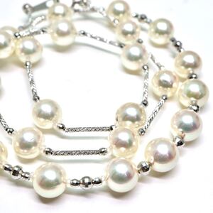 1円〜!!●K18WG アコヤ本真珠ネックレス●F 約14.6g 約44.0cm 約7.0mm珠 pearl necklace パール jewelry EA7/EB5 B349