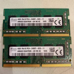 SKhynix DDR4 19200 1RX16 PC4 2400T 4GBX2枚セット(8GB)⑤