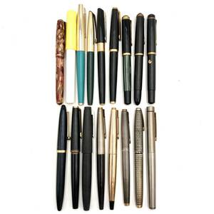 まとめて『万年筆 PILOT/PARKER/PELIKAN/MONTBLANC/SHEAFFER など 筆記未確認』ペン先14K含む パーカー ペリカン 文房具 現状品 D-5204