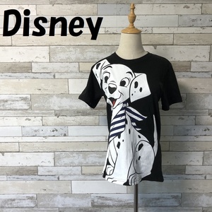 【人気】Disney/ディズニー 101匹わんちゃん キャラクター ビックプリント 半袖 Tシャツ ブラック サイズS レディース/A1650