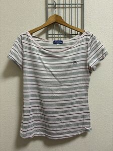 ［BURBERRY BLUE LABEL］バーバリーブルーレーベル　半袖Tシャツ ボーダー　ピンク系　38 Y3190