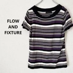 FLOW AND FIXTURE Tシャツ　ボーダー　半袖　L 黒紫白