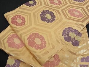 平和屋野田店■全通柄袋帯　唐織　亀甲花文　金糸　逸品　ga1068