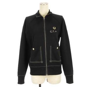 フレッドペリー FRED PERRY × リキルト LE KILT PATCHWORK POCKET TRACK JACKET スウェット ジップ ジャケット ブラック US6 M レディース