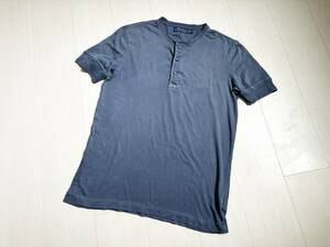 POLO RALPH LAUREN ポロ ラルフローレン カットソー ヘンリーネック ロゴタグ M 紺 ネイビー 半袖 プルオーバー henry neck t-shirt △7