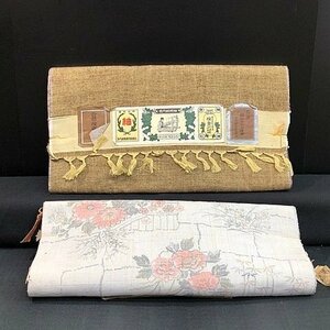 G2209S 反物 結城紬 小千谷紬 正絹 証紙 きもの/kimono/リメイク素材/Japanese cloth GRek