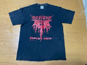 激レア DEFILED ディファイルド 赤プリント Tシャツ 90s ヴィンテージ tシャツ デス メタル スラッシュ コア