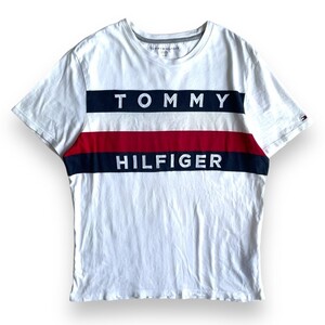 インド製 TOMMY HILFIGER トミー ヒルフィガー レディース 半袖 ワッペン 刺繍 ロゴ Tシャツ L TEEトップス カットソー カジュアル 古着