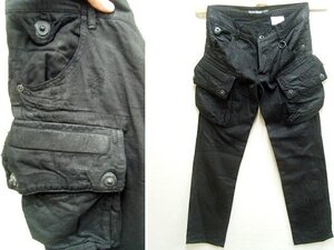 ◇即決[1]ほぼ未使用品 JULIUS_7 10SS ガスマスク カーゴパンツ コーティング スリム スレ加工 COTTON DENIM 8oz■3785