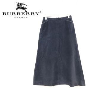 1D1291-R◆BURBERRY バーバリー ミモレ丈スカート◆サイズ40 レディース 婦人 ボトムス 綿混 コーデュロイ ブラック 秋冬