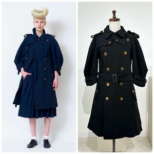 16aw 2016 COMME des GARCONS COMME des GARCONS コムコム コム デ ギャルソン ポリ縮 トレンチ コート COAT 羽織 BLACK ブラック 系 XS