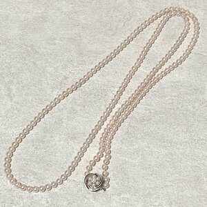 ☆【KJC】 長さ約118㎝　アコヤ真珠　あこやパール　ロングネックレス　SILVER金具　サイズ約6.0ー約6.5mmくらい　　