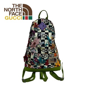 新品未使用 GUCCI THE NORTH FACE リュック バックパック バッグ グッチ ノースフェイス 総柄 ホワイト 白 本革 レザー コラボ 正規品