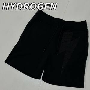 【HYDROGEN】ハイドロゲン スタッズ サンダー ロゴ スウェット ショート ハーフパンツ 黒 ブラック