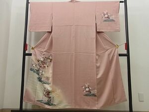 平和屋野田店■訪問着　流水菊文　暈し染め　金彩　逸品　n-by3416