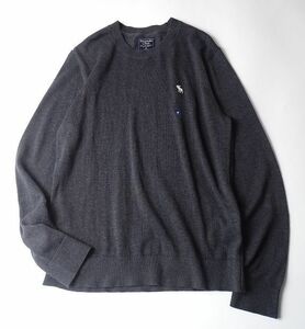 ABERCROMBIE＆FITCH アバクロンビー＆フィッチ アバクロ ピマコットン クルーネック ニット ハイゲージ セーター 刺繍 美品 (M) ●S-583