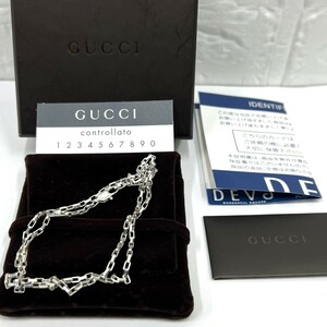 2854■GUCCI　グッチ　シルバー　ネックレス　925　約49㎝　約7.3ｇ　ベネチアン　スクエア　アクセサリー　付属品あり