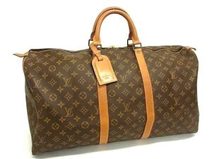 1円 ■美品■ LOUIS VUITTON ルイヴィトン M41424 モノグラム キーポル55 ハンドバッグ トラベルバッグ 旅行かばん ブラウン系 FH4309