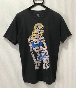 ＊アディダス adidas おしゃれ ロゴ ビキニ モザイ クセクシー 美女 プリント 半袖 Tシャツ カットソー トップス S　　　　　　　BJAI.AJ