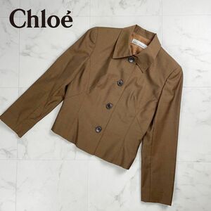 miss chloe ミスクロエ ウール100% ステンカラーショートジャケット トップス レディース 茶色 ブラウン サイズ38*RC882