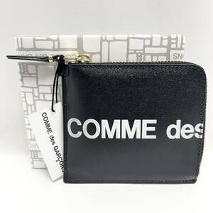 新品 コムデギャルソン ウォレット ヒュージ ロゴ Lジップ ポーチ WALLET COMMEdesGARCONS 黒 HUGE LOGO L字 ジップ 財布 小銭入れ コイン