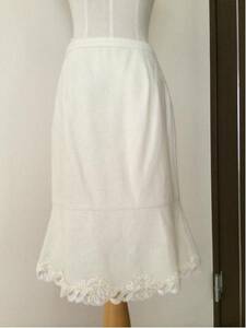CLEAR IMPRESSION/裾レース&ラメ入切り替えスカート/サイズ3白