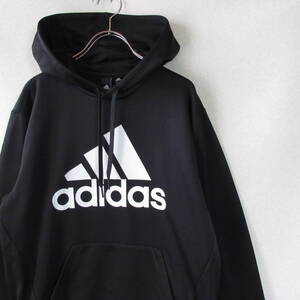 ○未使用品 adidas アディダス◆ジャージスウェット パーカー プルオーバー プリント CLIMA WARM◆メンズ ブラック Mサイズ