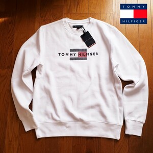 【新品】TOMMY HILFIGER Lサイズ 24AW新作 裏起毛 スウェット ホワイト フラッグロゴ トミーヒルフィガー