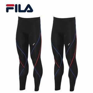 送料185円■wj450■▼メンズ FILA ロングタイツ(445-121-K) M ブラック/ミックス 2点【シンオク】【クリックポスト発送】