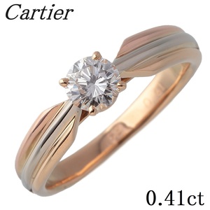 カルティエ トリニティ ソリテール リング ダイヤ0.41ct #52 750 スリーカラー 新品仕上げ済 Cartier【16260】