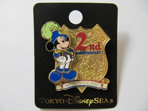 TDS 東京ディズニーシー 2003年 ２周年 ２nd 記念 限定品 ミッキーマウス ピンバッジ ミッキー ピンズ レア ディズニーランド 新品