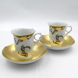 1円〜2. Meissen マイセン メイプルリーフ 700291 ペア カップ＆ソーサー 計4点 y236-3409405【Y商品】