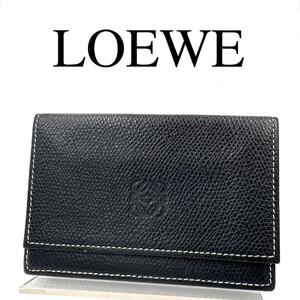 LOEWE ロエベ カードケース 名刺入れ アナグラム レザー ネイビー系