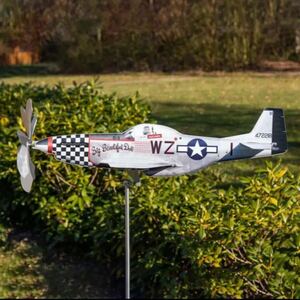 【新品】P51マスタングの風車　風見鶏　飛行機　ガーデン装飾　プロペラ