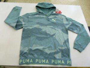 M）緑系）プーマ★パーカ フード付き長袖スウェット 薄手 トレーニングAOPフーディー 522058◆puma★新品送料込