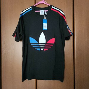 新品/未使用/正規品【アディダス トリコロールTシャツ Lブラック】横浜マリノスadidasオリジナルス半袖シャツ黒トレフォイル フランス