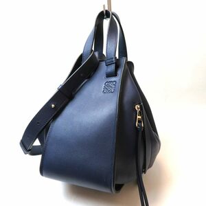 中古 ロエベ ハンモック 2WAY ハンドバッグ レザー ABランク ネイビー ショルダーバッグ 斜め掛け LOEWE【送料無料】【三田店】