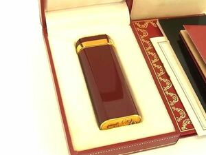 1円 ■極美品■ Cartier カルティエ オーバル 高級ガスライター ローラーガスライター 喫煙グッズ 喫煙具 ボルドー系×ゴールド系 FD2484