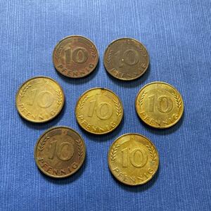 ドイツ硬貨10ペニヒコイン1949年〜1972年7枚