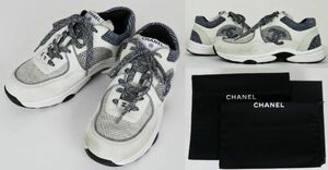 22K CHANEL HOMME fabric & suede calfskin シャネル オム ココマーク スニーカー 42 メンズ b8010