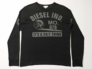 チュニジア製　DIESEL　ディーゼル　プリント　長袖　Tシャツ　正規品　ロンT　ロゴプリント　袖プリント　ロングスリーブ　Mサイズ