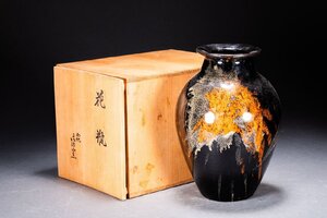 【善古堂】某有名オークション買入 時代物 京焼 南紀 御浜窯 花瓶 花入 花生 共箱 和風インテリア 骨董品 古美術1225-249S01